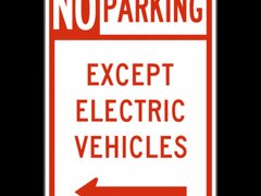 No Parking Except Electric Vehicle Sign Left Arrow